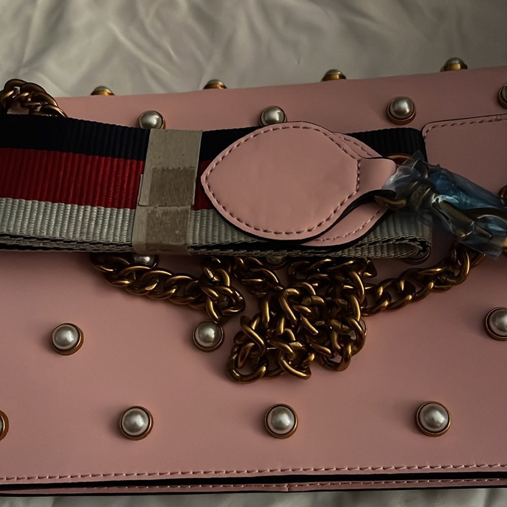 Gucci Calfskin Pearl Bee Broadway Mini Shoulder Bag - Picture 7 of 15
